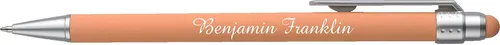 Vista 4 de ExpressDesigns™ - Bolígrafos personalizados pastel con lápiz capacitivo - Diseño suave al tacto - Bolígrafos con nombre impresos personalizados