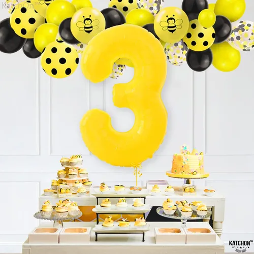 Vista 1161 de KatchOn Globo negro del número 1 de 40 pulgadas, globo de feliz cumpleaños Large Mylar Number One Balloon for 1st Birthday Decorations, Foil