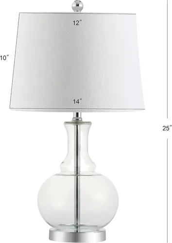 Vista 4 de JONATHAN Y Juego de 2 lámparas de mesa de cristal dorado transparente y cromado de 25 pulgadas para dormitorio, lámpara de noche moderna para sala