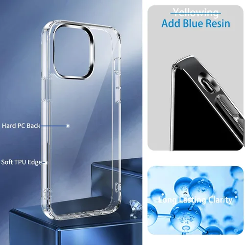 Vista 3 de JJGoo Compatible con iPhone 13 Pro Max, transparente, a prueba de golpes, delgada, antiarañazos, carcasa protectora de policarbonato duro