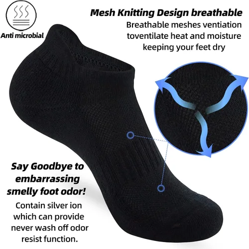 Vista 2 de ATBITER Ankle Socks Women's Running Athletic No Show Tab Socks Cushioned Low Cut 6-Pairs