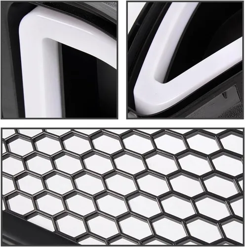Vista 7 de G-PLUS Parachoques delantero de malla superior del capó parrilla con luces LED DRL de ventilación compatibles con Ford Mustang 2015-2017