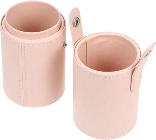 Vista 10 de FOMIYES Soporte para brochas de maquillaje con tapa, estuche de viaje para brochas de viaje, bolsa de piel sintética, organizador de cosméticos