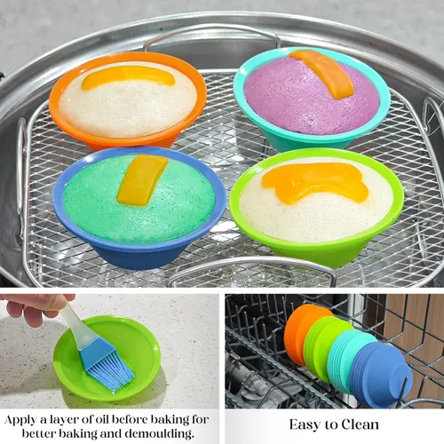 Vista 4 de Webake 24 Piezas Molde de Silicona para Puto Filipino de Tamaño Mediano, 7 cm Molde de Hornear para Puto Reutilizable, Libre de BPA y Antiadherente