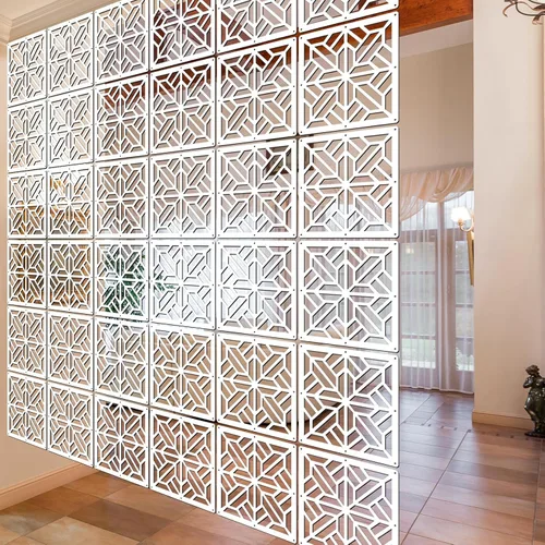 Vista 5 de Lchen Panel divisor de habitación colgante, divisor de pared colgante blanco, 10 piezas de madera y plástico, decoración de oficina en el hogar
