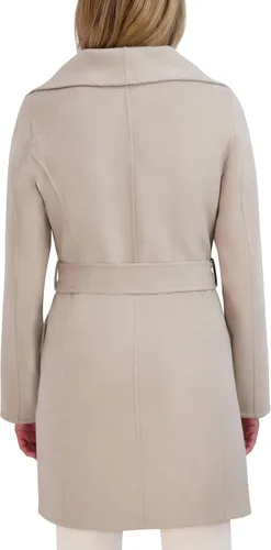 Vista 3 de TAHARI Gabardina con cuello de solapa de mezcla de lana para mujer