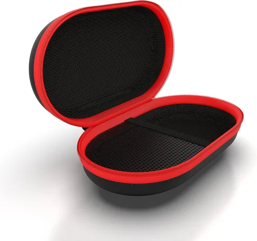 Vista 4 de AGOZ Funda de viaje para medicamentos para inhaladores de asma, soporte para inhalador con cierre de cremallera y correa para la muñeca (negro/rojo)