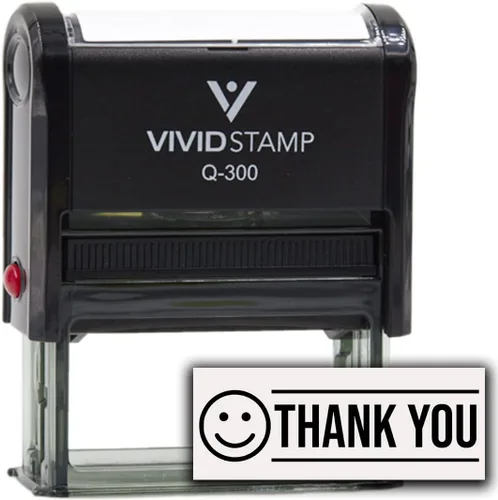Vista 15 de Sello de goma autoentintado Thank You (Smiley Face) (tinta negra) - Q-200