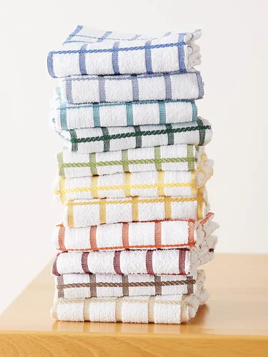 Vista 8 de Paños de cocina 100 % de algodón rizado DII, se pueden lavar a máquina, ultra absorbentes, básicos todos los días de 12 x 12 pulgadas, diseño