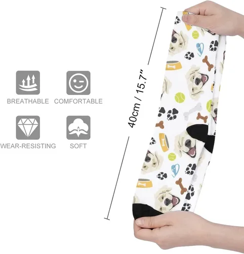 Vista 2 de FunnyStar Smiling Dog Golden Retriever - Calcetines de compresión hasta la rodilla para mujeres y hombres, para ocio de fiesta