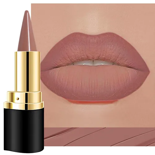 Vista 55 de evpct Combo de delineador de labios metálico rosa brillante y lápiz labial, lápiz labial con punta de cono para mujer, de larga duración