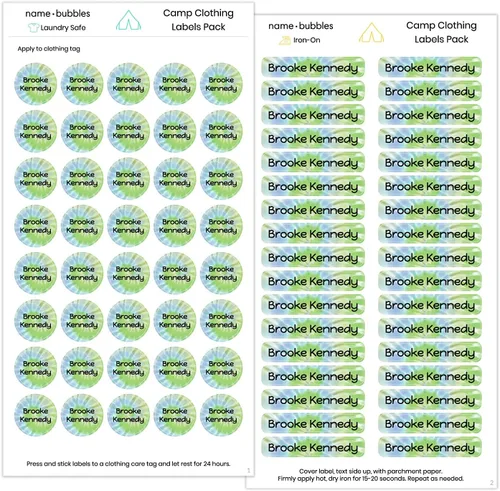 Vista 24 de Name Bubbles - Etiquetas de nombre personalizadas - Etiquetas personalizadas para guardería, escuela y campamento (74), planchables y adhesivas