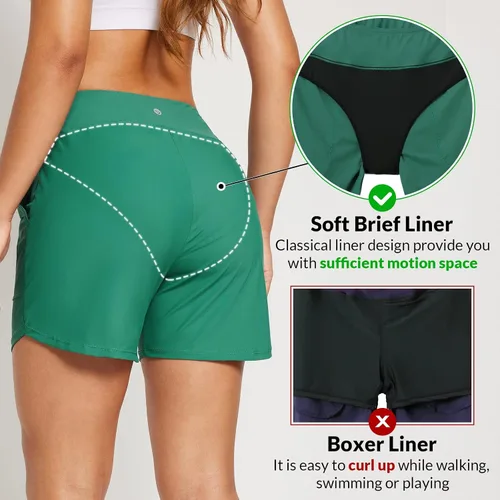 Vista 104 de baleaf Traje de baño de cintura alta de 3, 5, 7, 9 pulgadas, para mujer, de secado rápido, con bolsillos