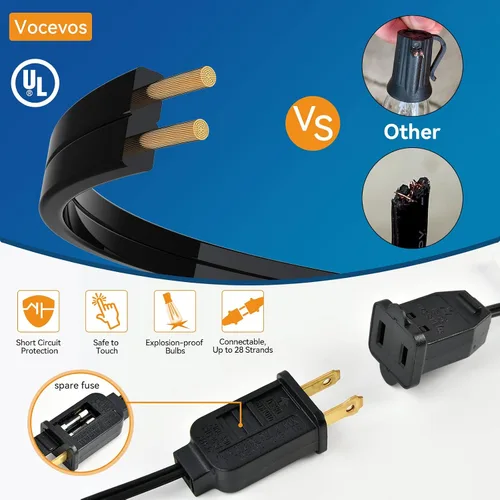 Vista 3 de ST38 - Tira de luces para exteriores, 50 pies, resistente para patio, con 26 bombillas LED regulables de plástico inastillables, ST38 de 0.6 W