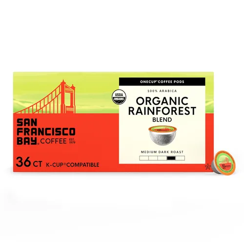 Vista 35 de SF Bay Coffee Organic Rainforest Blend, 12 unidades, Cápsulas de café compostables, tostado medio, compatible con K Cup incluyendo Keurig