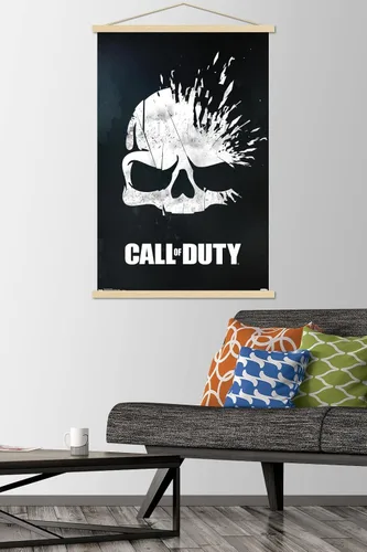 Vista 2 de Trends International Call of Duty - Póster de pared de calavera, 22.375 x 34 pulgadas, paquete de impresión premium y colgador de madera de haya