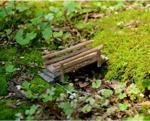 Vista 3 de Top Collection Figura de puente de madera en miniatura para jardín de hadas y terrario