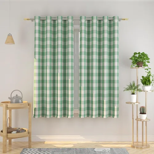 Vista 79 de Cortinas de 24 pulgadas de largo con diseño Buffalo Check Gingham Plaid para ventanas de cocina y baño, tratamiento para ventanas con 2 paneles