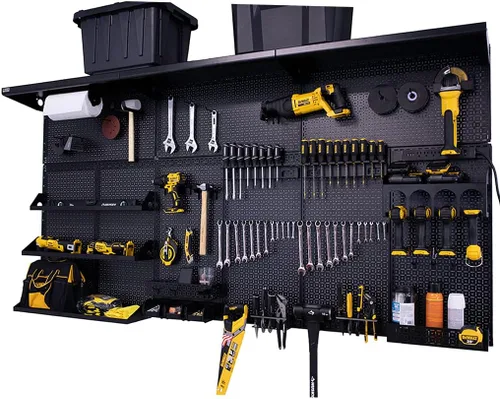 Vista 7 de OmniWall Weekend Warrior XL - Sistema de organización de pared de metal (negro/azul)