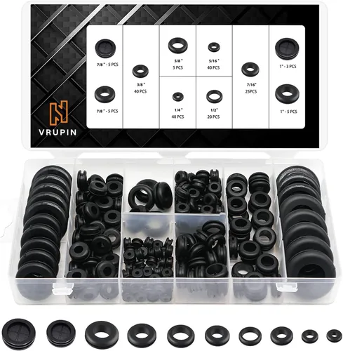 Vista 8 de Vrupin Kit Surtido de 66 Ojales de Goma, Tapones para Orificios de Taladro Cortafuegos Protección de Cables, 6 Tamaños 1-13/16" 1-1/2" 1" 7/8" 5/8