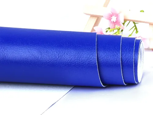 Vista 2 de Rollo de hojas de piel sintética de color liso liso de 12 x 53 pulgadas, muy adecuadas para hacer manualidades, aretes de cuero, lazos, costura Azul