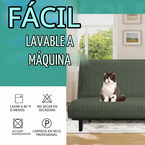 Vista 7 de YEMYHOM Funda para Futón Diseño Jacquard Más Reciente de Alta Elasticidad para Sofá Cama sin Brazos, Protector de Muebles Antideslizante con Parte