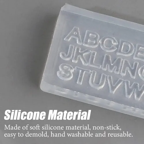 Vista 7 de Moldes de silicona con letras 3D para arte de uñas, mini alfabeto, moldes de resina con letras A-Z, 26 alfabetos, herramientas de uñas, hechas a