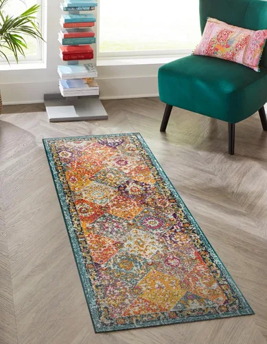 Vista 14 de Unique Loom Penrose Collection - Alfombra de área - Blake (2' 2" x 3' 1" Rectángulo, Verde/Beige)