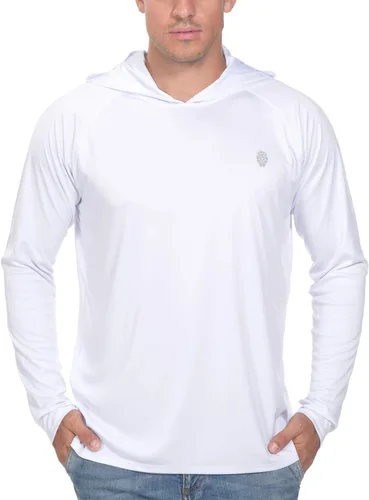 Vista 3 de Camisa de pesca para hombres de manga larga, con protección solar SPF 50+ UV, camiseta tipo sudadera
