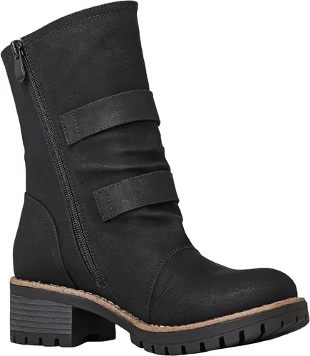 Vista 3 de GLOBALWIN Lace up Mid Calf Motorcycle Fashion Festival Boots Combat Riding Military Boots for Women
