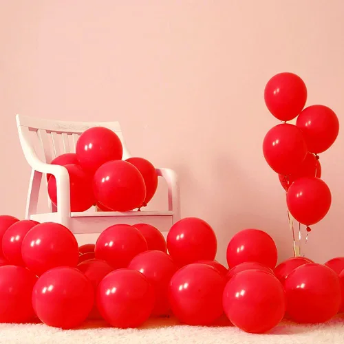 Vista 2 de Globos rojos de fiesta, paquete de 100 globos de 12 pulgadas para San Valentín, cumpleaños, boda, aniversario, despedida de soltera, Navidad