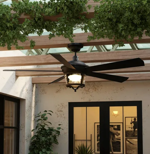 Vista 10 de Urban Ambiance Ventilador de techo moderno de lujo para interiores y exteriores, tamaño mediano: 19.5 pulgadas de alto x 52 pulgadas de ancho