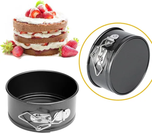 Vista 4 de Hiware Juego de sartenes de forma de resorte de 4 pulgadas - 4 piezas de sartén antiadherente pequeña para mini tartas de queso, pizzas y quiches