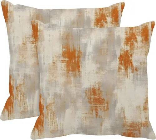 Vista 14 de Britimes Fundas de almohada modernas para decoración del hogar, 16 x 16 pulgadas, juego de 2 fundas de almohada de pintura al óleo abstracta