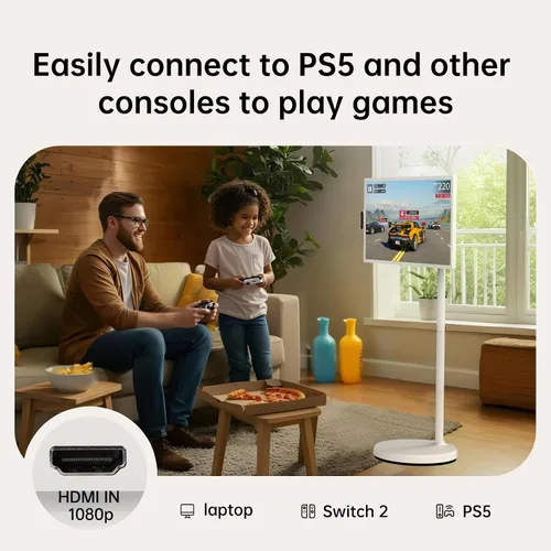 Vista 7 de ApoloSign Televisor portátil inteligente FHD de 32 pulgadas Gen2, almacenamiento de 16G + 128G, sistema operativo Android 15, 15000mAh, TV rodante