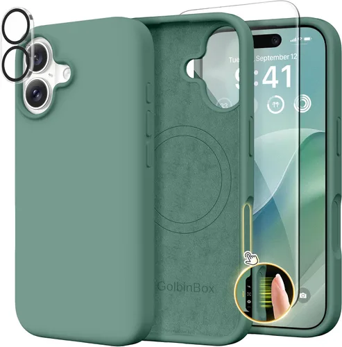 Vista 11 de GolbinBox Funda magnética para iPhone 17, compatible con MagSafe, cubierta de silicona integrada para control de cámara, funda de silicona líquida a