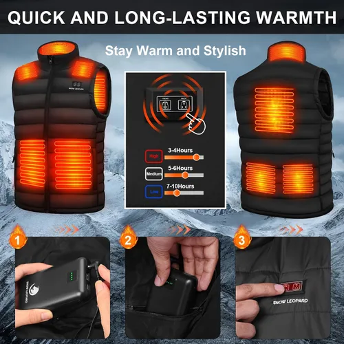 Vista 4 de SNOW LEOPARD Men's Heated Vest with Battery Pack Heated Hunting Vest, Winter Warming Heating Vest for HikingGolfing