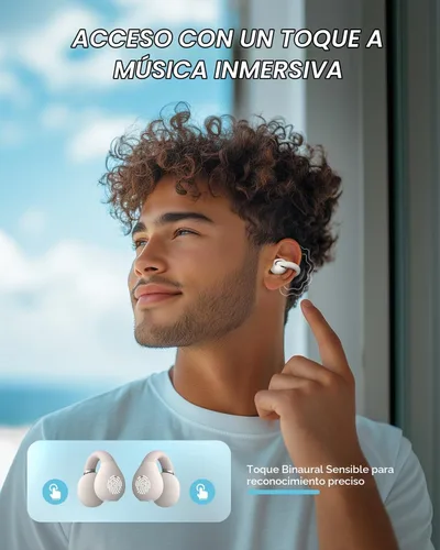Vista 6 de Jzones Auriculares inalámbricos con clip de oreja abierto, Bluetooth 5.4, ligeros, cómodos, deportivos, de conducción ósea, micrófono integrado
