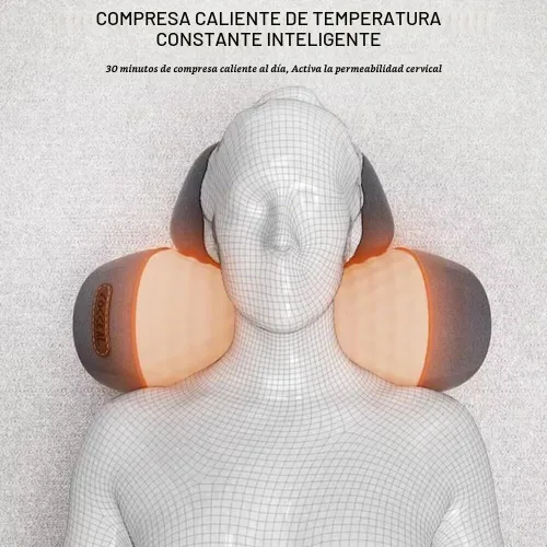 Vista 6 de Almohada cervical con almohada de masaje térmico para aliviar el dolor de cuello y hombros, modos ergonómicos de múltiples vibraciones, almohada