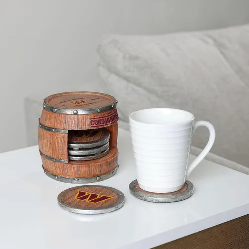 Vista 142 de FOCO NFL Team Logo 5-Pack Barrel Beverage Drink Coaster Set
