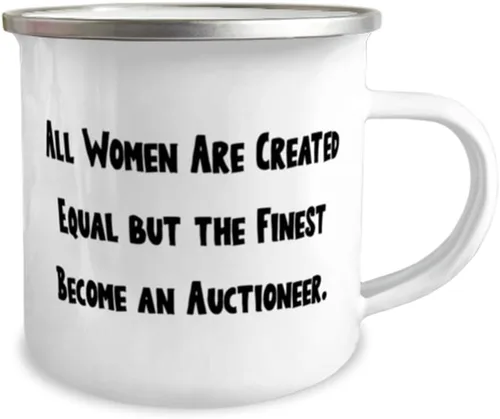 Vista 2 de Auctioneer Gifts For Coworkers, All Women Are Created Equal but the Finest, Funny Auctioneer 12oz Camper Mug, From Coworkers, Oz camper mug gift