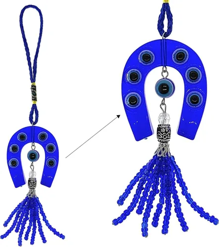Vista 9 de Bravo Team - Llavero con dije de ojo malvado para colgar en forma de caballo con cristal azul, con cierre – Signo de buena suerte, buena suerte