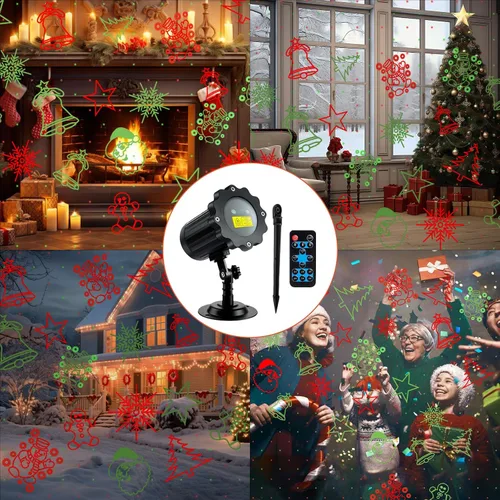 Vista 7 de Proyector de luces de Navidad más brillantes para exteriores, proyector de Navidad láser impermeable con control remoto, decoraciones de foco