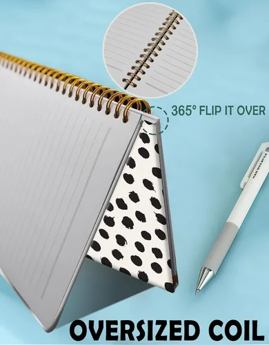 Vista 4 de Cuaderno de espiral para mujer, cuadernos universitarios A5 de 6 x 8.4 pulgadas, 120 páginas rayadas con papel grueso de alta calidad, perfecto