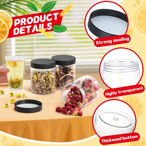 Vista 12 de sietpoek 48 PIEZAS Tarros de Plástico de 8 OZ con Tapas de Rosca, Etiquetas Recipientes Redondos Vacíos Rellenables de Slime para Almacenar