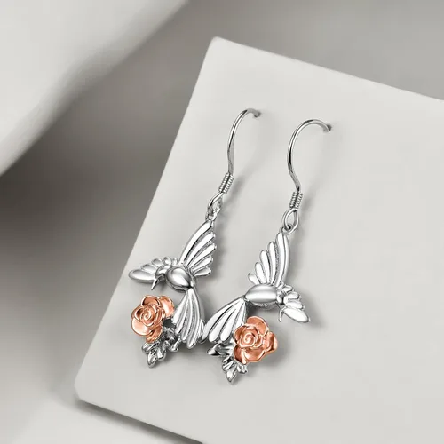 Vista 44 de POPKIMI Bonitos aretes colgantes de animales, joyería de animales, regalos de cumpleaños y Navidad para mujeres, aretes de ópalo de cristal de plata