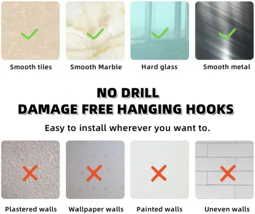 Vista 5 de Ganchos adhesivos, ganchos dobles impermeables que se pegan, gancho de pared sin daños, gancho de plástico blanco multiusos para afeitar, toalla