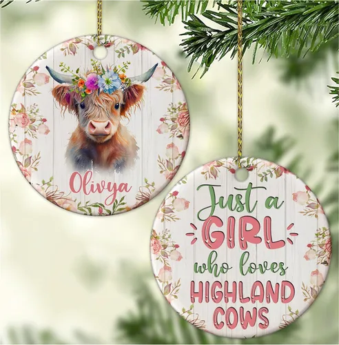 Vista 19 de Hyturtle Adorno de Navidad personalizado para los amantes de los osos, adorno de cerámica con nombre personalizado de Just A Girl Who Loves Bears