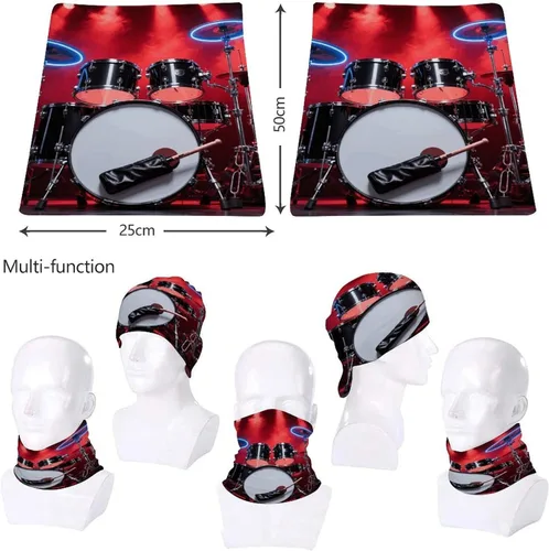 Vista 8 de Cool Drum Set Neck Gaiter Breathable & Moisture-Wicking Face Mask Bandana Balaclava Sun Protection Face Cover Scarf Lightweight Seamless Design for