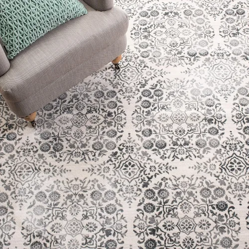 Vista 8 de MARTHA STEWART x Safavieh MSR0958H - Alfombra de 8 x 10 pies, color carbón y marfil, no desprende pelusa, para entrada, sala de estar, comedor